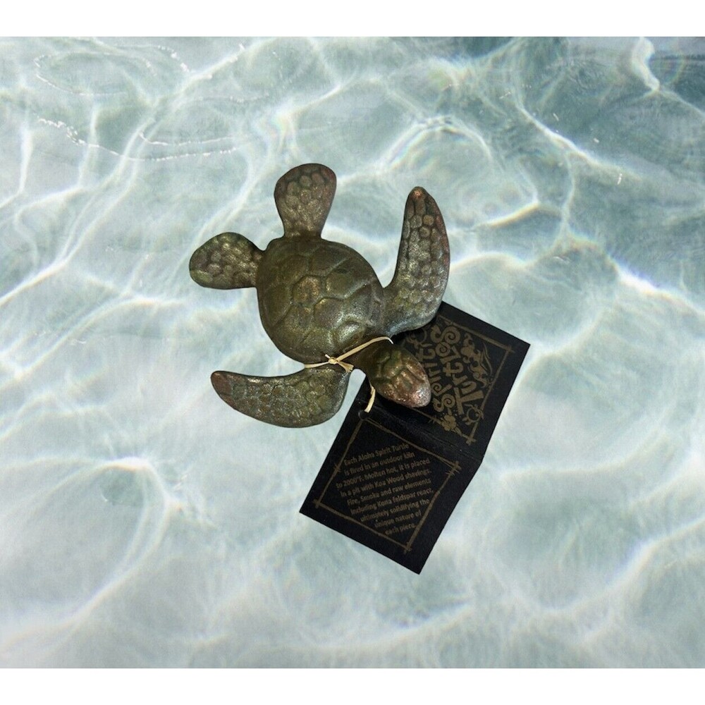 Signed Ben Diller Handcrafted Aloha Spirit Turtle Made of Lava Rock in an...